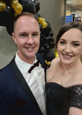 Director, Leisha Armstrong, and her husband John at the 2020 Save the Paws Ball Director, Leisha Armstrong, and her husband John at the 2020 Save the Paws Ball